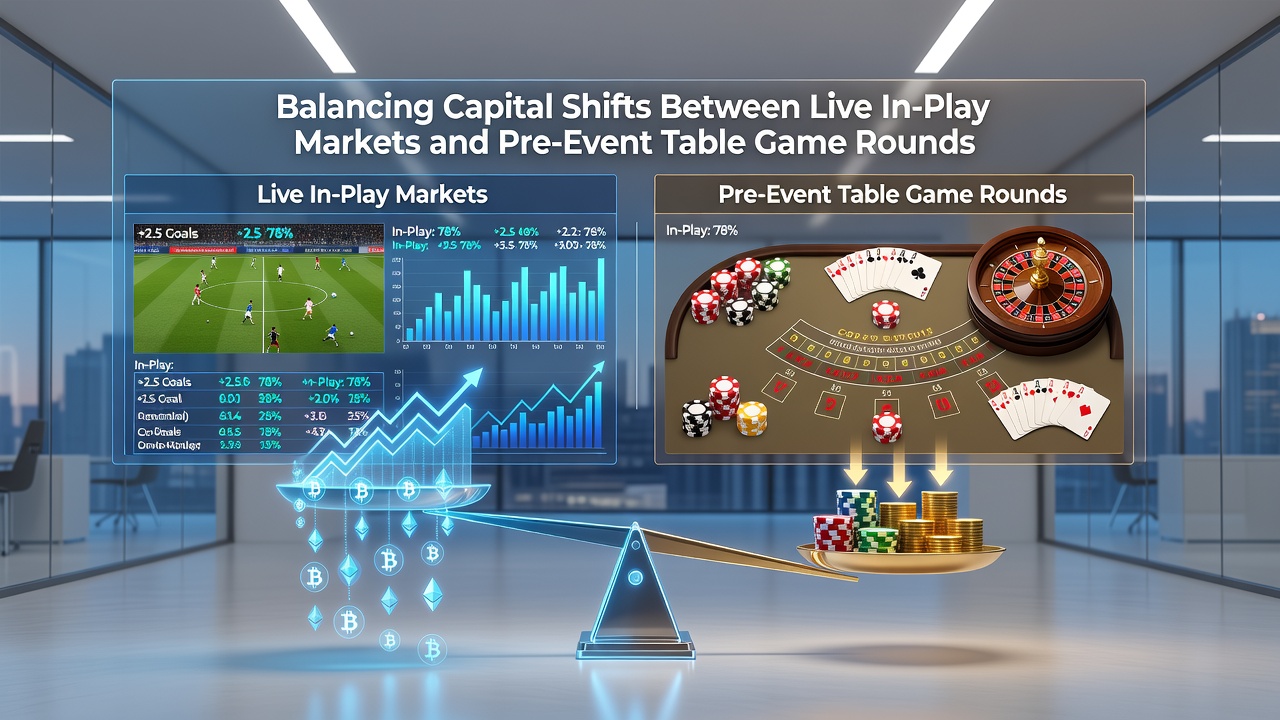 Diagram showing capital flow between live betting markets and scheduled table game rounds