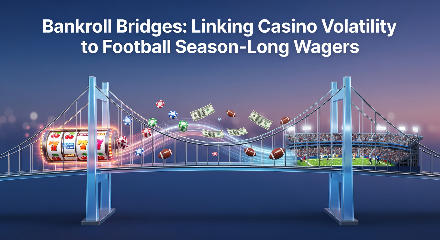 Graph showing bankroll fluctuations in casino games overlaid with football season betting variance curves, illustrating peaks and troughs over time