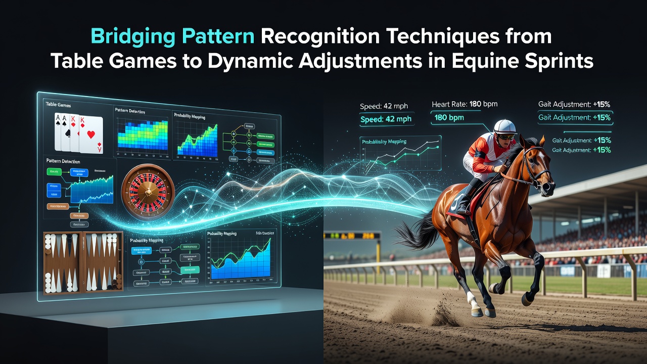 Data visualization comparing blackjack deviation charts with horse pace matrices and soccer possession heatmaps