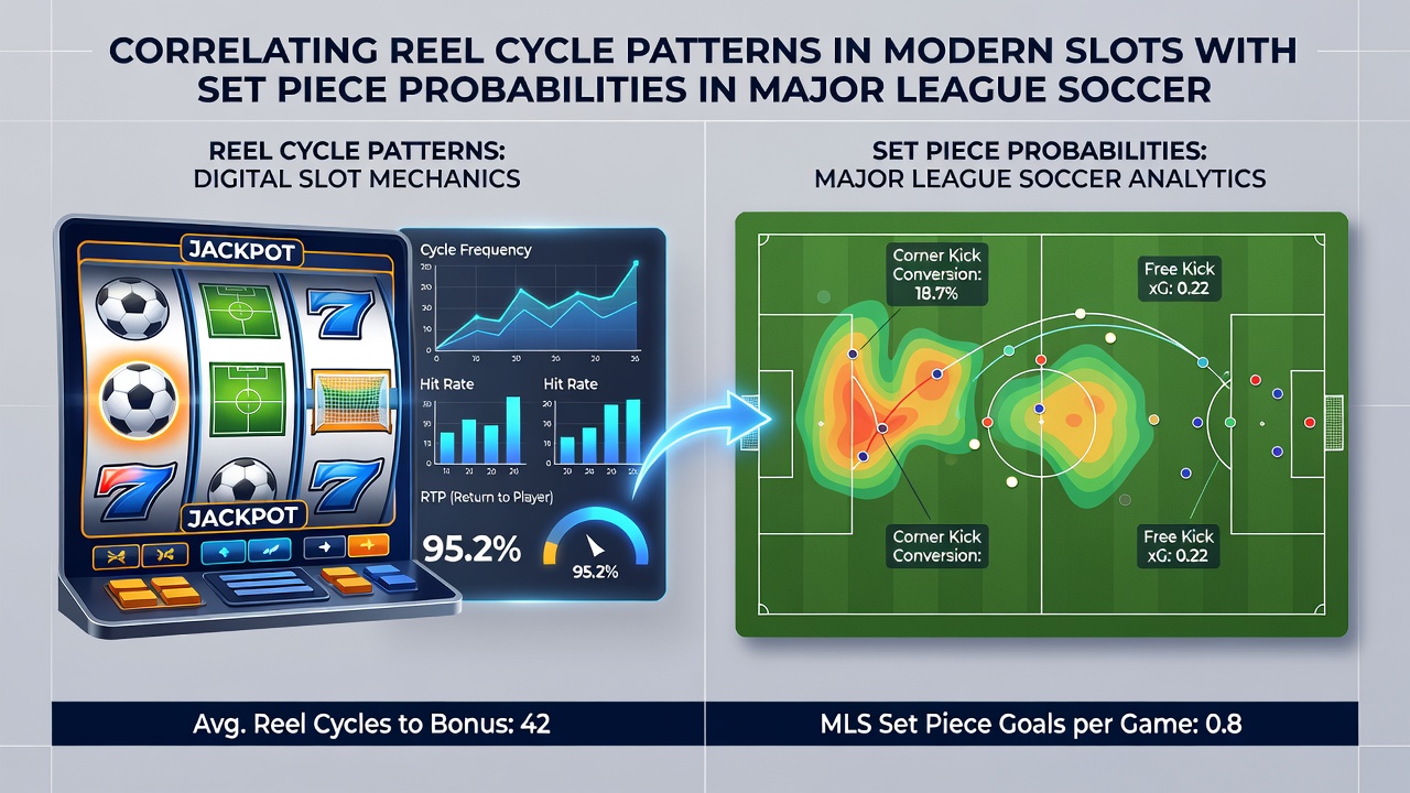 Data visualization charts showing reel cycle graphs overlaid with Major League Soccer set piece probability curves
