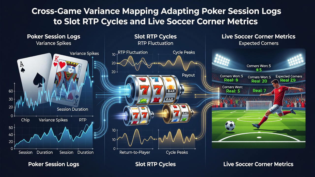 Chart illustrating variance mapping between poker logs, slot RTP data, and soccer corner market outcomes