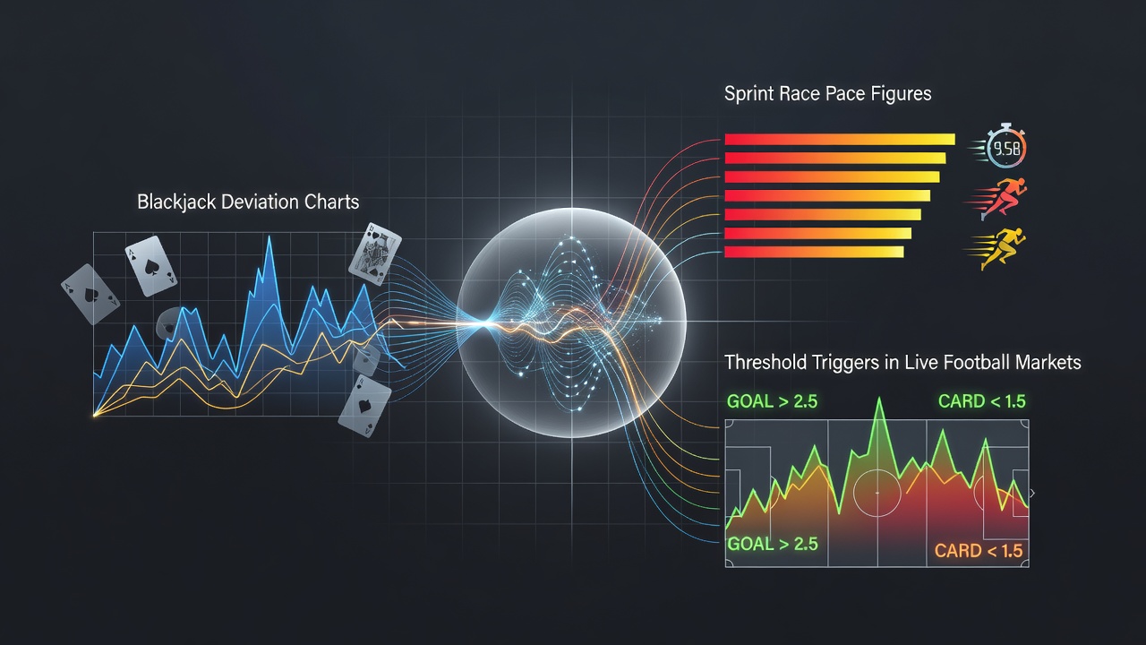Visual representation of deviation charts overlaid with pace figures and live betting thresholds