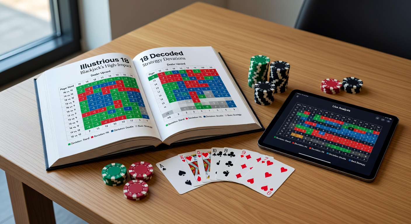 Close-up of a blackjack strategy chart focusing on Illustrious 18 indices, with highlighted rows for 16v10 and insurance plays under high true counts